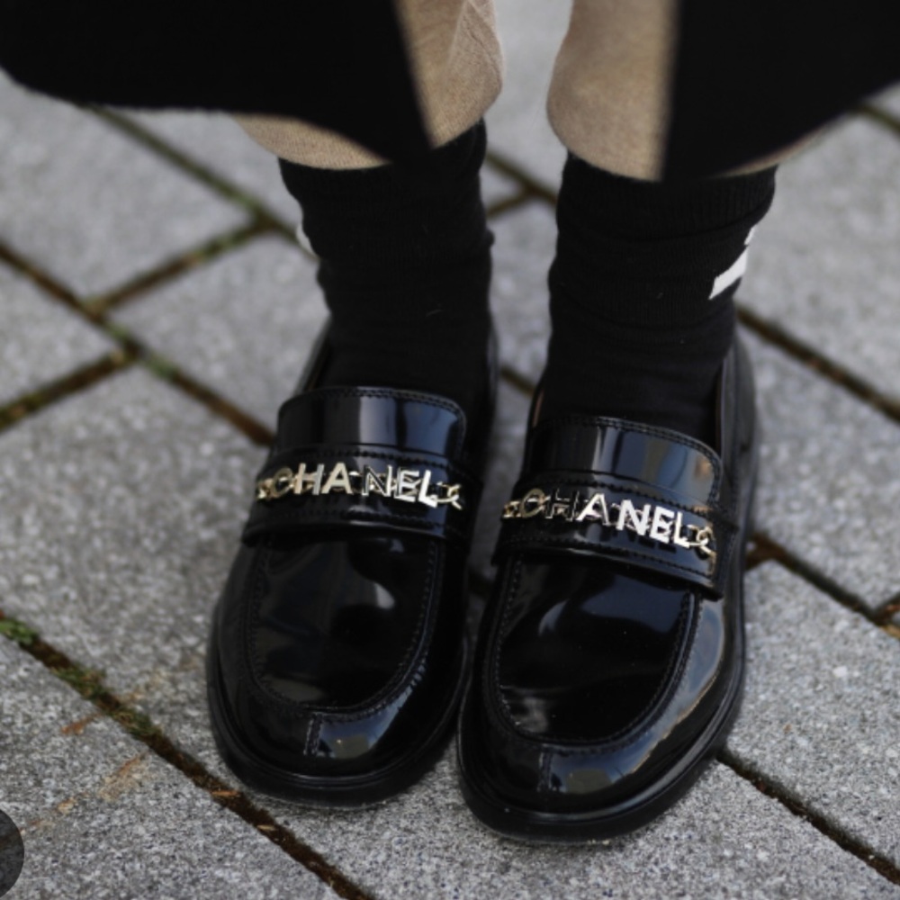 Women's Chanel Logo Loafers Patent